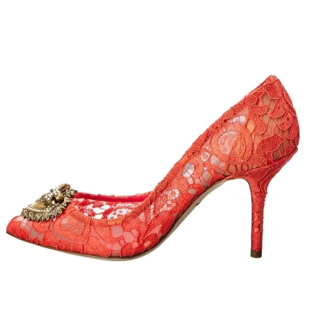 DOLCE&GABBANA Taormina lace pumps‎ with Devotion heart